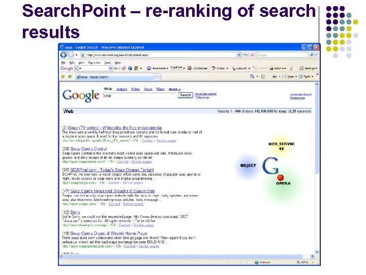 Search. Point – re-ranking of search results 