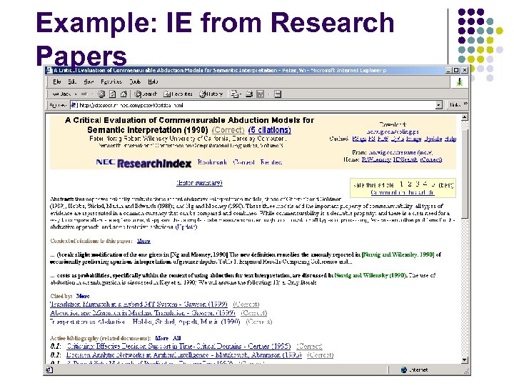 Example: IE from Research Papers 