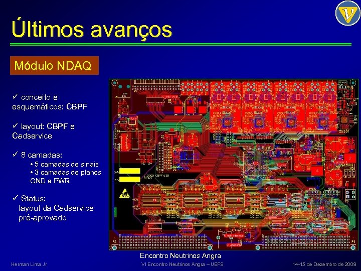 Últimos avanços Módulo NDAQ ü conceito e esquemáticos: CBPF ü layout: CBPF e Cadservice