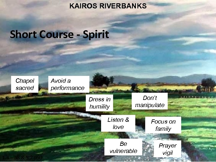 KAIROS RIVERBANKS Short Course - Spirit Chapel sacred Avoid a performance Dress in humility