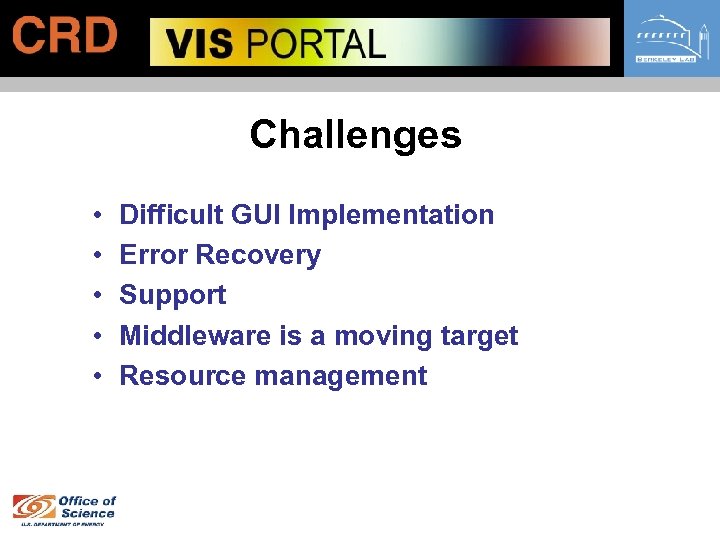 Challenges • • • Difficult GUI Implementation Error Recovery Support Middleware is a moving