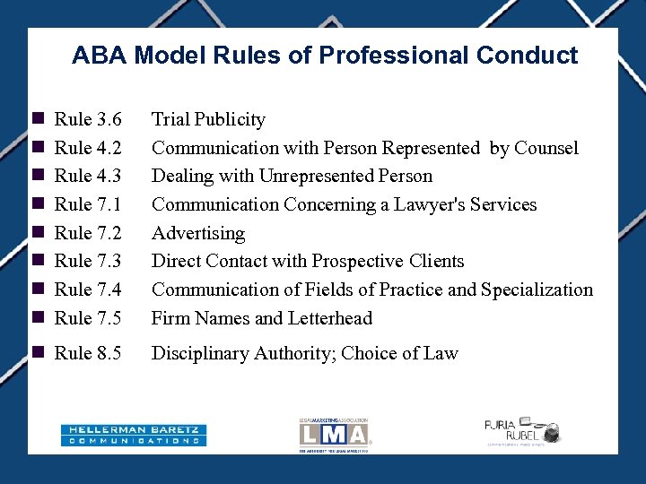 ABA Model Rules of Professional Conduct n n n n Rule 3. 6 Trial