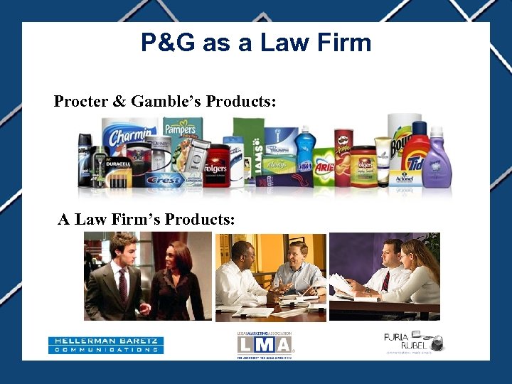 P&G as a Law Firm Procter & Gamble’s Products: A Law Firm’s Products: 
