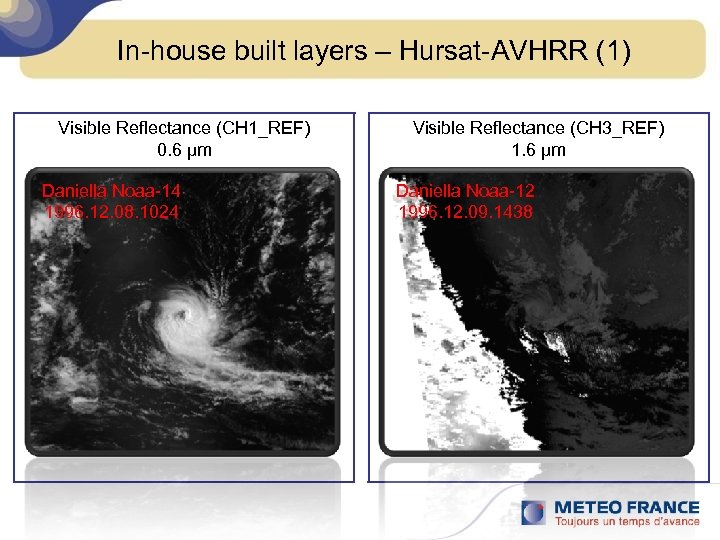 In-house built layers – Hursat-AVHRR (1) Visible Reflectance (CH 1_REF) 0. 6 μm Daniella