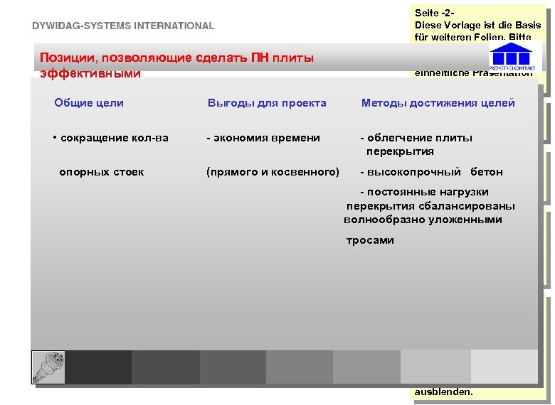 References: Позиции, позволяющие сделать ПН плиты эффективными Общие цели • сокращение кол-ва опорных стоек