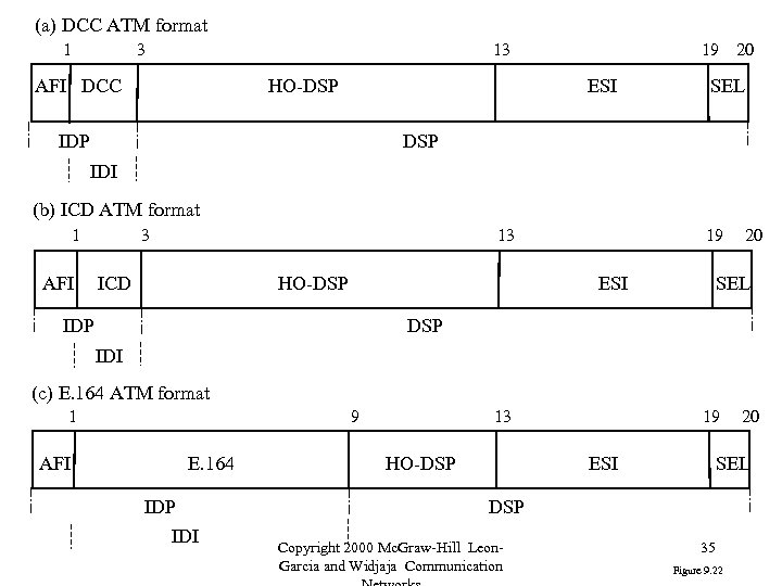 (a) DCC ATM format 1 3 13 AFI DCC HO-DSP 19 ESI IDP 20