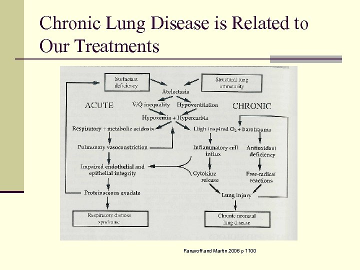 Chronic Lung Disease is Related to Our Treatments Fanaroff and Martin 2006 p 1100