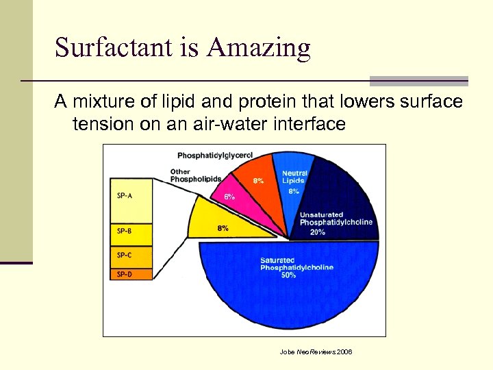 Surfactant is Amazing A mixture of lipid and protein that lowers surface tension on