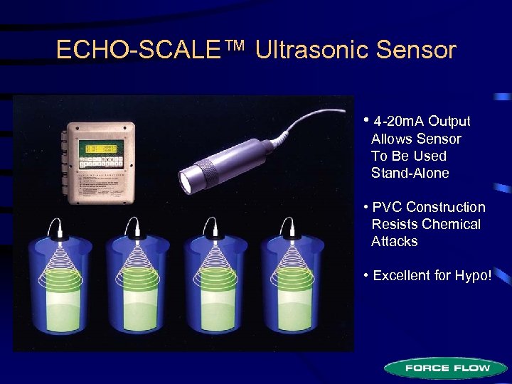 ECHO-SCALE™ Ultrasonic Sensor • 4 -20 m. A Output Allows Sensor To Be Used