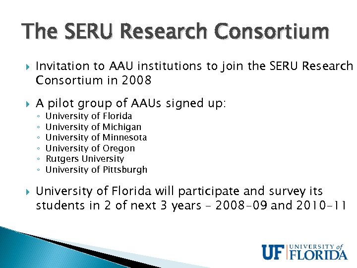 The SERU Research Consortium Invitation to AAU institutions to join the SERU Research Consortium