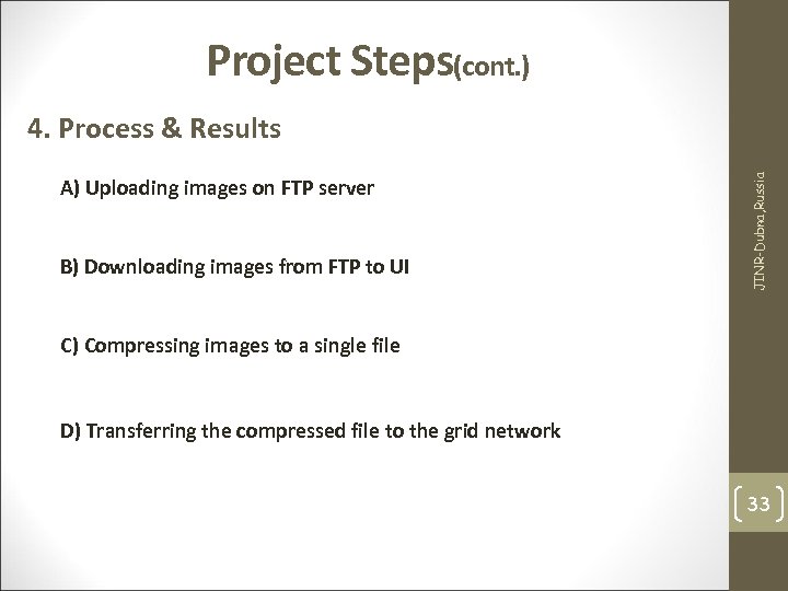 Project Steps(cont. ) A) Uploading images on FTP server B) Downloading images from FTP