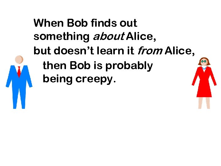 When Bob finds out something about Alice, but doesn’t learn it from Alice, then