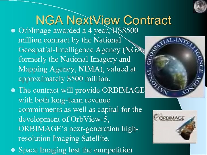 NGA Next. View Contract Orb. Image awarded a 4 year, US$500 million contract by