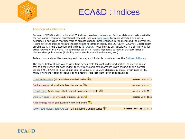 2009 ECA&D : Indices 