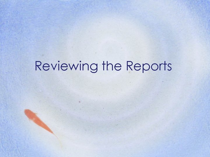 Reviewing the Reports 