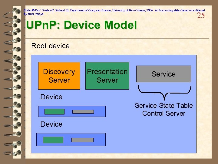 Slides © Prof. Golden G. Richard III, Department of Computer Science, University of New