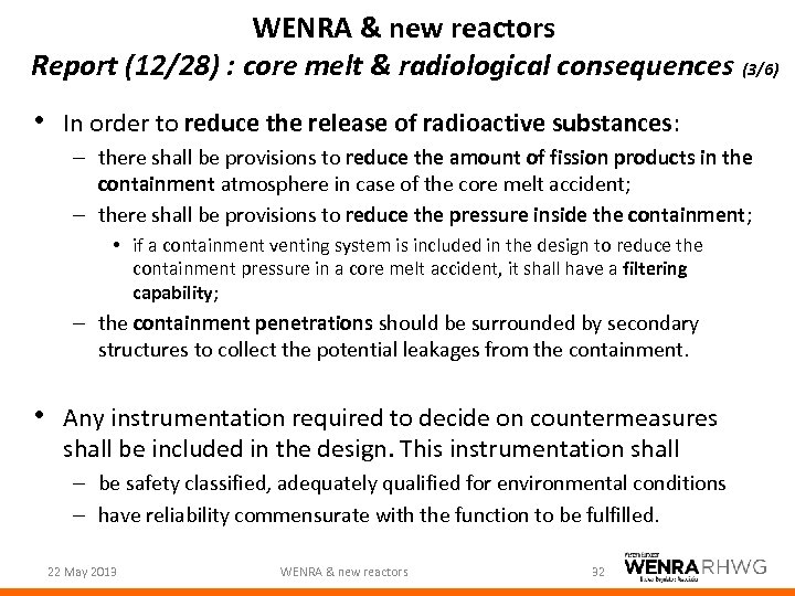 WENRA & new reactors Report (12/28) : core melt & radiological consequences (3/6) •