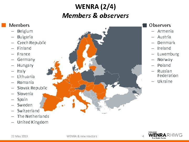 WENRA (2/4) Members & observers • Members – – – – – • Observers