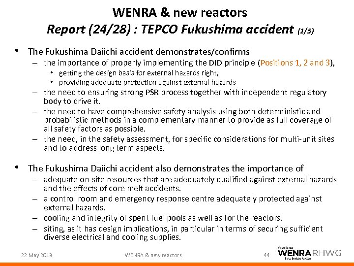 WENRA & new reactors Report (24/28) : TEPCO Fukushima accident (1/5) • The Fukushima