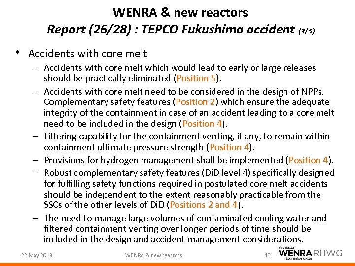 WENRA & new reactors Report (26/28) : TEPCO Fukushima accident (3/5) • Accidents with