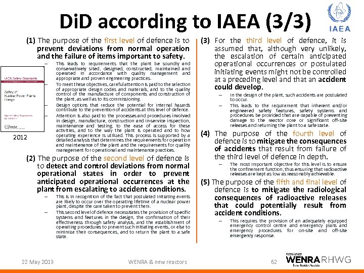 Di. D according to IAEA (3/3) (1) The purpose of the first level of