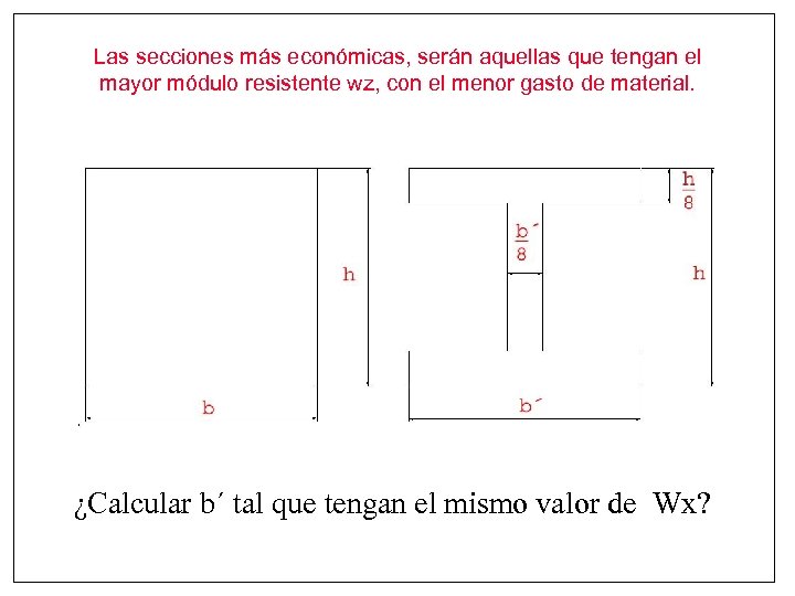 Las secciones más económicas, serán aquellas que tengan el mayor módulo resistente wz, con