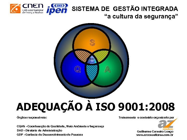 SISTEMA DE GESTÃO INTEGRADA “a cultura da segurança” S SGI Q A ADEQUAÇÃO À