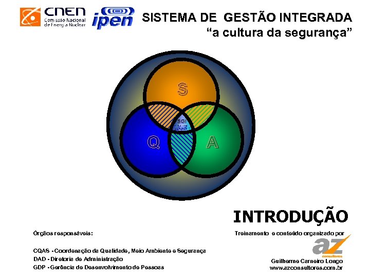 SISTEMA DE GESTÃO INTEGRADA “a cultura da segurança” S SGI Q A INTRODUÇÃO Órgãos