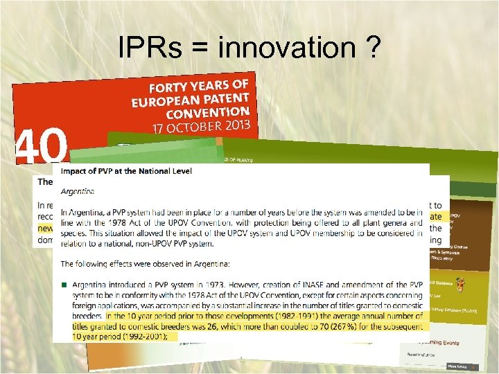 IPRs = innovation ? 