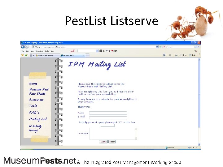 Pest. Listserve & The Integrated Pest Management Working Group 