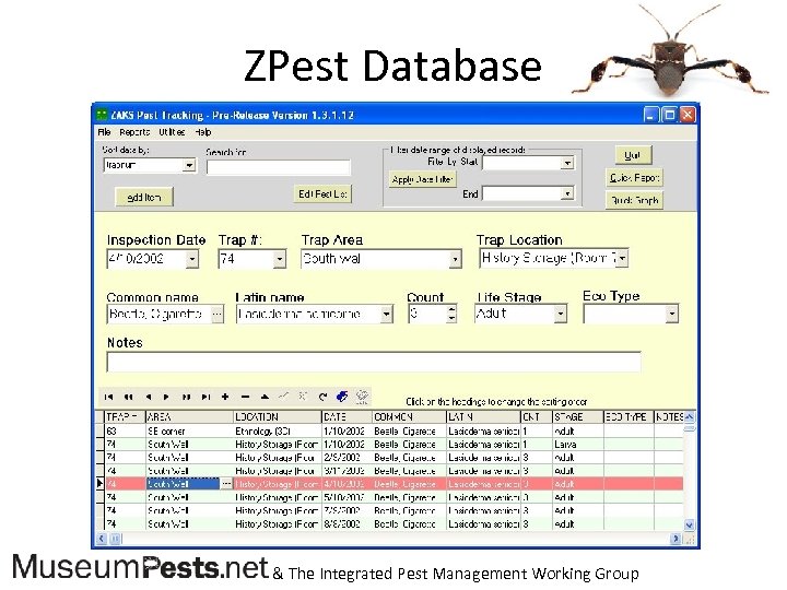 ZPest Database & The Integrated Pest Management Working Group 