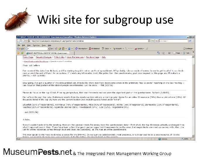 Wiki site for subgroup use & The Integrated Pest Management Working Group 