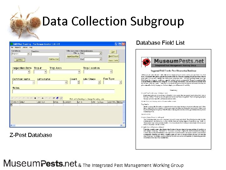 Data Collection Subgroup Database Field List Z-Pest Database & The Integrated Pest Management Working