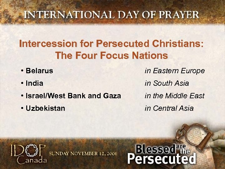 Intercession for Persecuted Christians: The Four Focus Nations • Belarus in Eastern Europe •