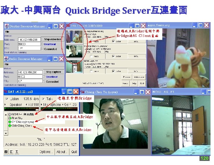 政大 -中興兩台 Quick Bridge Server互連畫面 120 