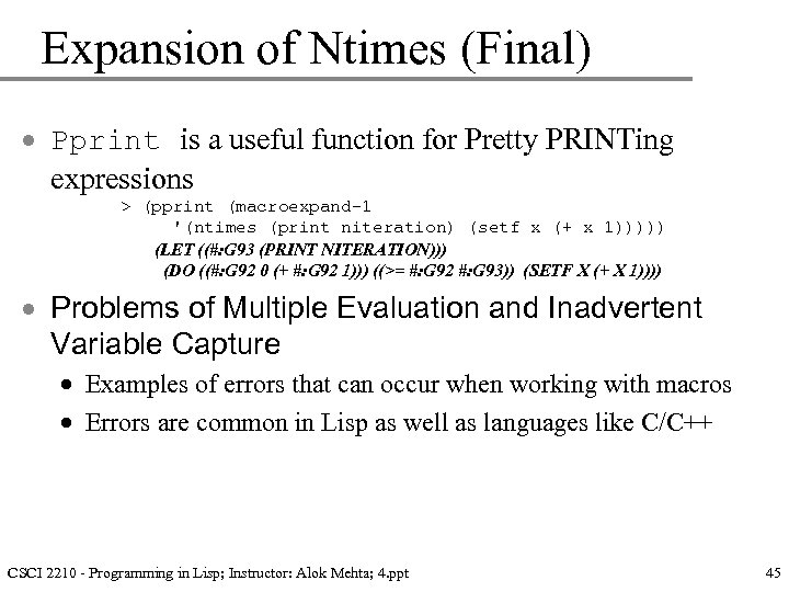 Expansion of Ntimes (Final) · Pprint is a useful function for Pretty PRINTing expressions