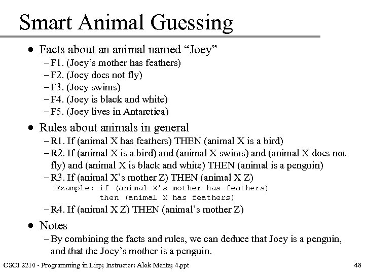 Smart Animal Guessing · Facts about an animal named “Joey” – F 1. (Joey’s