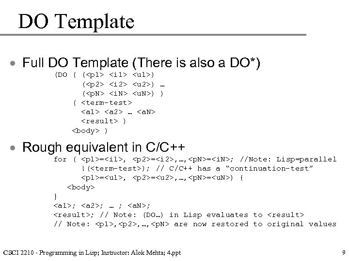 DO Template · Full DO Template (There is also a DO*) (DO ( (<p