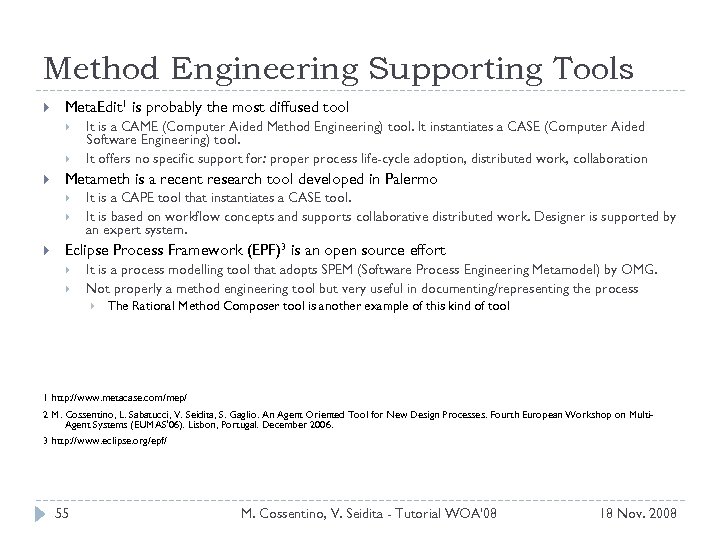 Method Engineering Supporting Tools Meta. Edit 1 is probably the most diffused tool Metameth