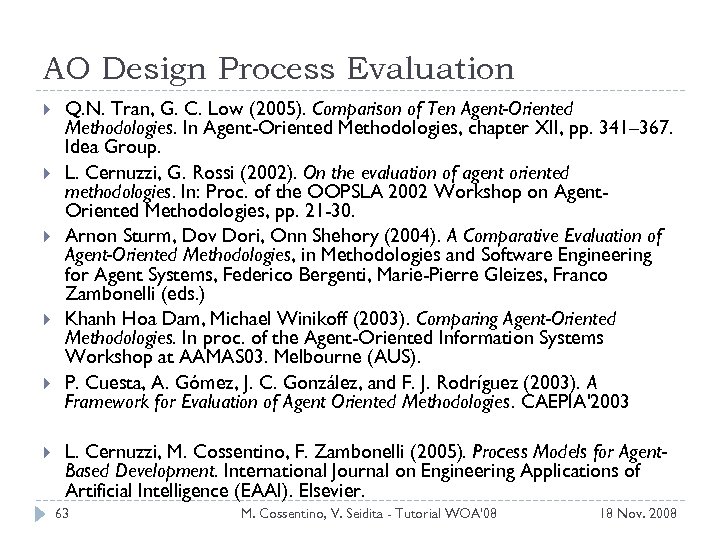 AO Design Process Evaluation Q. N. Tran, G. C. Low (2005). Comparison of Ten