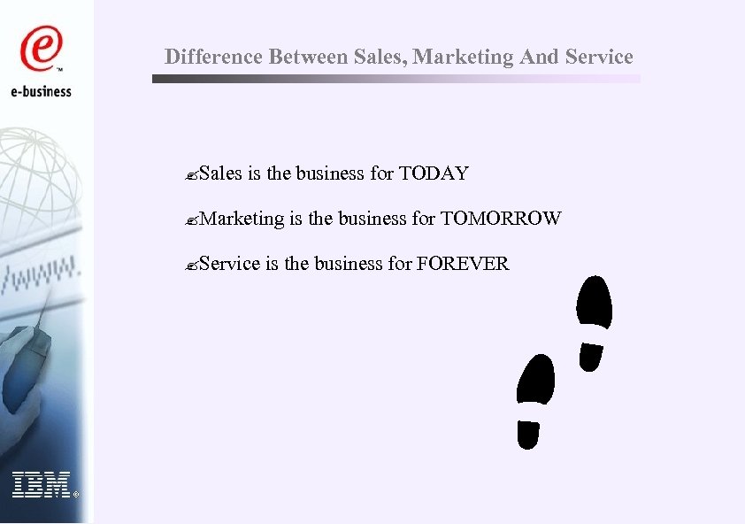 Difference Between Sales, Marketing And Service ? Sales is the business for TODAY ?