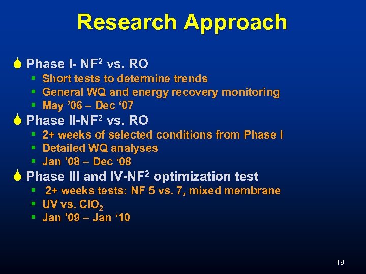 Research Approach S Phase I- NF 2 vs. RO § § § Short tests