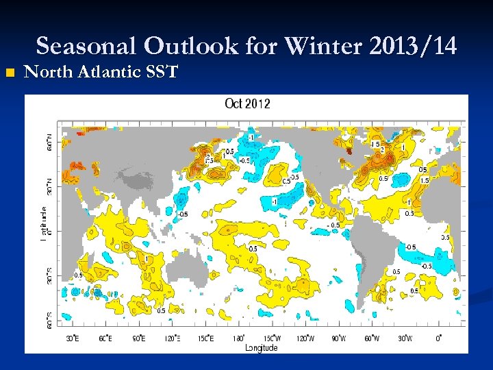 Seasonal Outlook for Winter 2013/14 n North Atlantic SST 