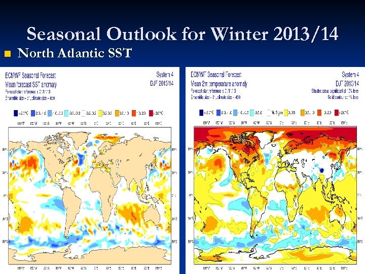Seasonal Outlook for Winter 2013/14 n North Atlantic SST 
