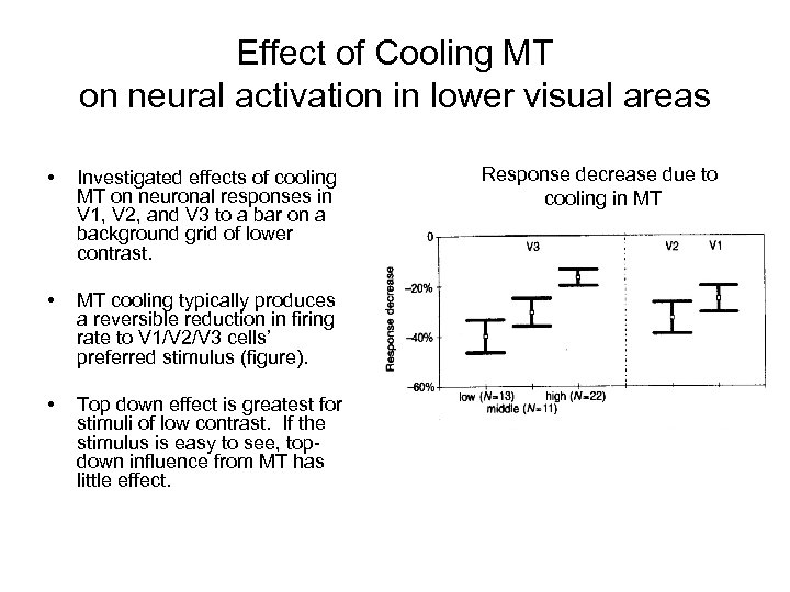 Effect of Cooling MT on neural activation in lower visual areas • Investigated effects
