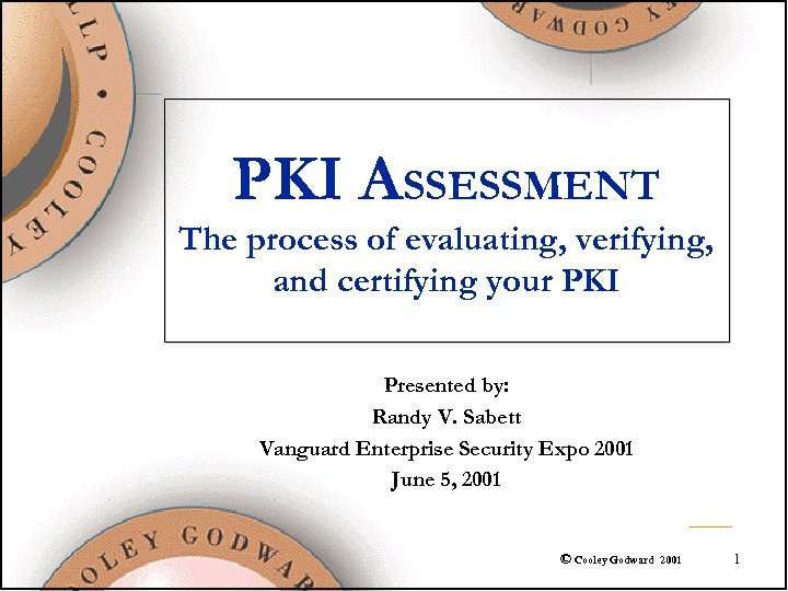 PKI ASSESSMENT The process of evaluating, verifying, and certifying your PKI Presented by: Randy