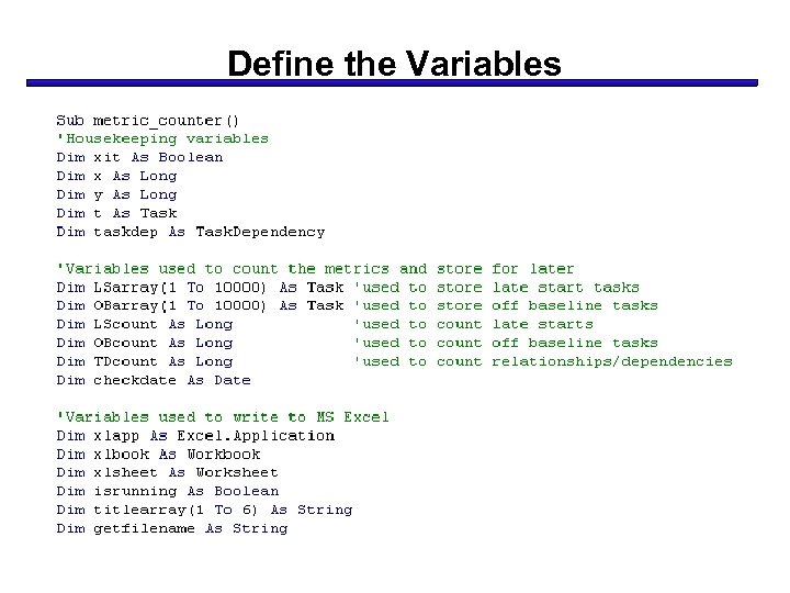 Define the Variables 