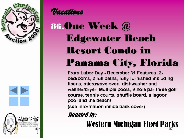 Vacations 86. One Week @ Edgewater Beach Resort Condo in Panama City, Florida From