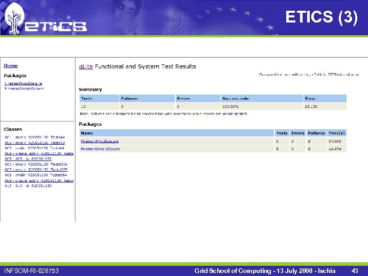 ETICS (3) INFSOM-RI-026753 Grid School of Computing - 13 July 2006 - Ischia 43