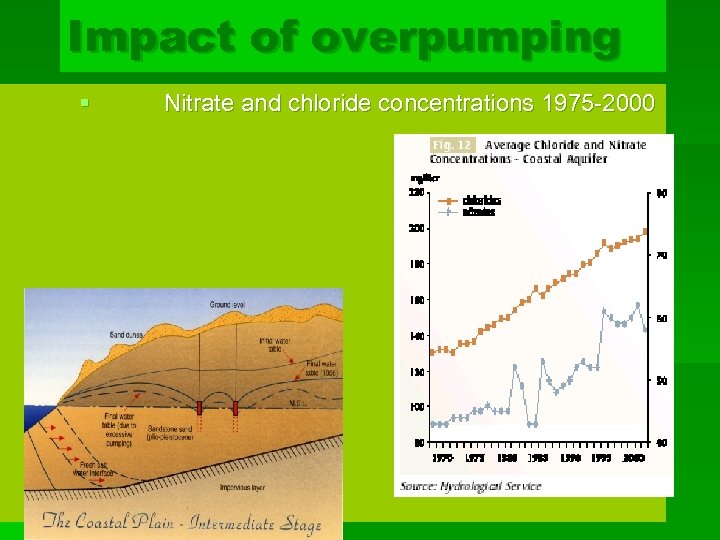 Impact of overpumping § Nitrate and chloride concentrations 1975 -2000 